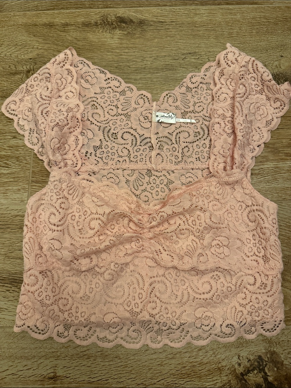 Free People Intimately Lace Bralette/Cropped Lined Top in Light Pink